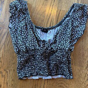 Billabong ruched floral crop top, size S